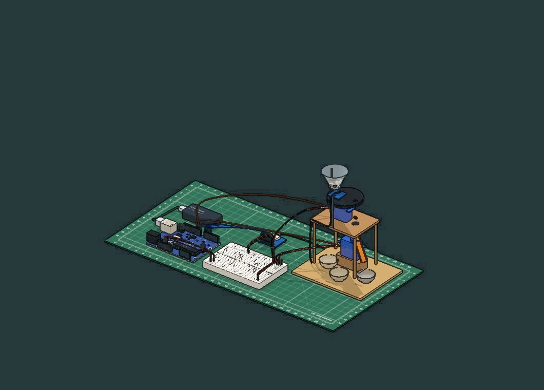 The Bean sorter by colour bench