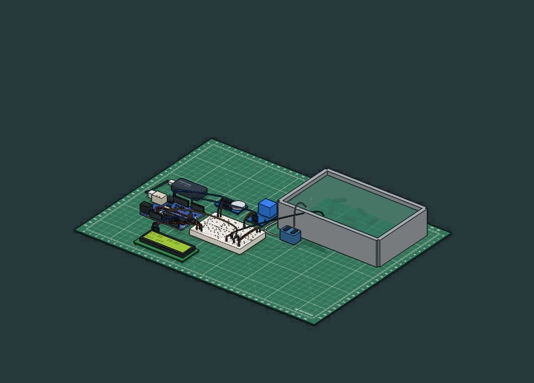 The Fish pond temperature and aerator bench